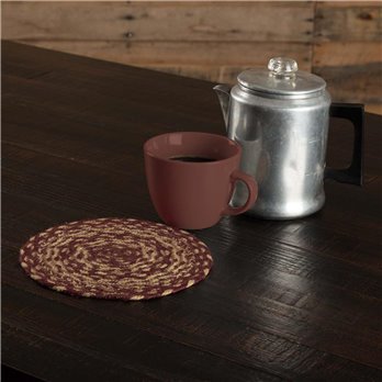 Burgundy Tan Jute Trivet 8