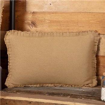 Burlap Natural Pillow w/ Fringed Ruffle 14x22