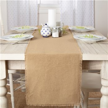 Burlap Natural Runner Fringed 13x90