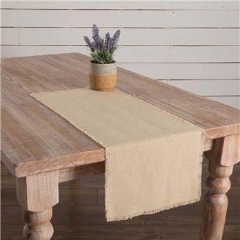 Burlap Vintage Runner Fringed 13x36