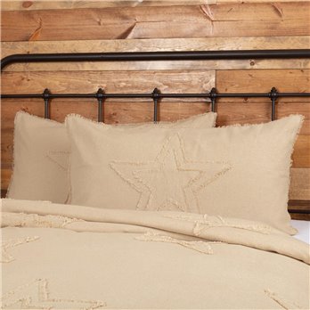 Burlap Vintage Star King Sham 21x37