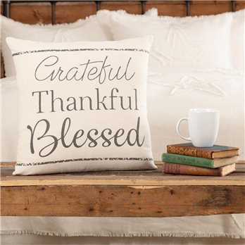 Casement Natural Grateful Thankful Blessed Pillow 18x18