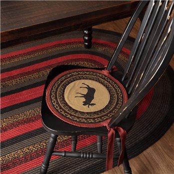 Cumberland Moose Applique Jute Chair Pad 15 inch Diameter Set of 6