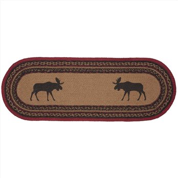 Cumberland Stenciled Moose Jute Runner Oval 13x36