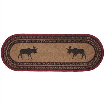 Cumberland Stenciled Moose Jute Runner Oval 13x36