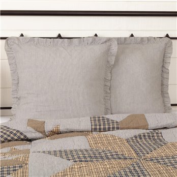 Dakota Star Farmhouse Blue Ticking Stripe Fabric Euro Sham 26x26