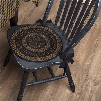 Black &amp; Tan Jute Chair Pad 15 inch Diameter Set of 6