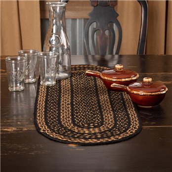 Black &amp; Tan Jute Runner 13x36