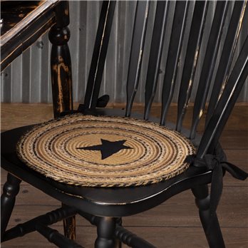 Kettle Grove Jute Chair Pad Applique Star 15 inch Diameter Set of 6