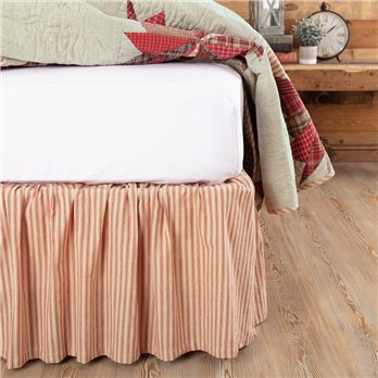 Ozark Red Ticking Stripe King Bed Skirt 78x80x16