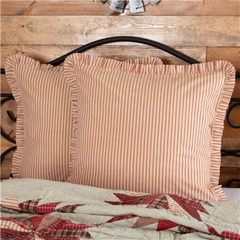 Ozark Red Ticking Stripe Euro Sham 26x26