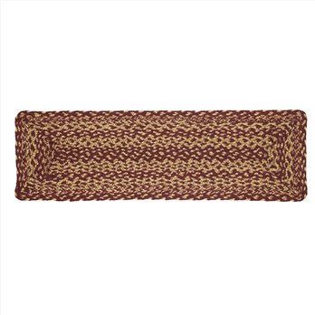 Burgundy Tan Jute Stair Tread Rect Latex 8.5x27