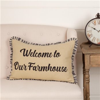 Ashmont Burlap Vintage Welcome to Our Farmhouse Pillow 14x22