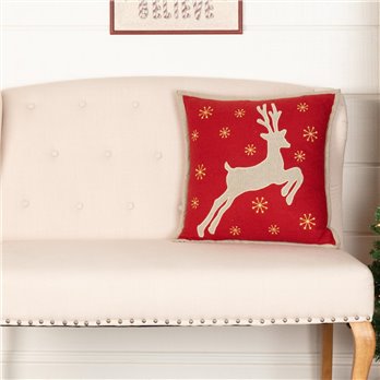 Burlap Santa Reindeer Pillow 18x18