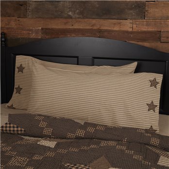 Farmhouse Star King Pillow Case w/Applique Star Set of 2 21x40