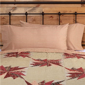 Ozark Red Ticking Stripe King Pillow Case Set of 2 21x40