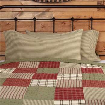 Prairie Winds Green Ticking Stripe King Pillow Case Set of 2 21x40