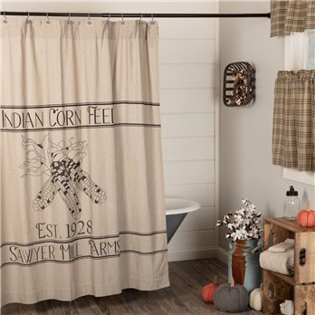 Sawyer Mill Charcoal Corn Feed Shower Curtain 72x72