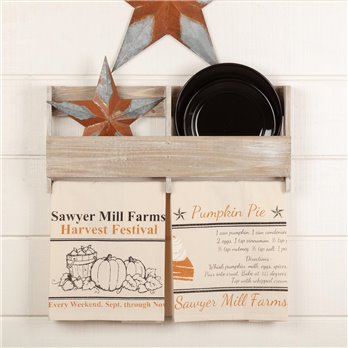Sawyer Mill Charcoal Harvest Muslin Unbleached Natural Tea Towel Set of 2 19x28