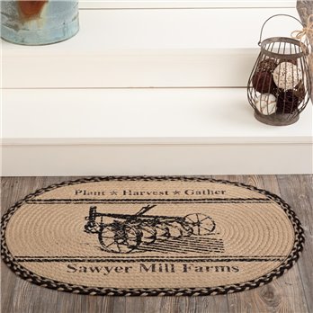 Sawyer Mill Charcoal Plow Jute Rug Oval 20x30