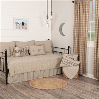 Sawyer Mill Charcoal Ticking Stripe 5pc Daybed Quilt Set (1 Quilt, 1 Bed Skirt, 3 Standard Shams)