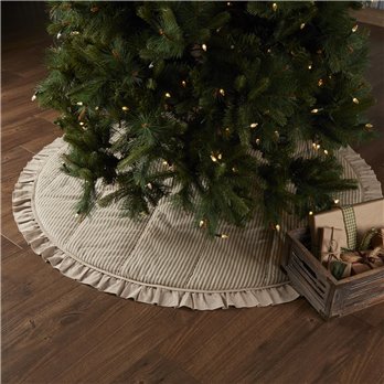 Sawyer Mill Charcoal Ticking Stripe Tree Skirt 60