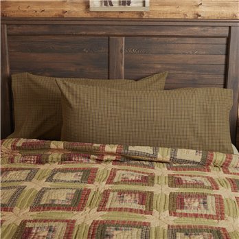 Tea Cabin Green Plaid King Pillow Case Set of 2 21x40
