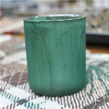 Emerald Green Marbled Glass Votive Holder