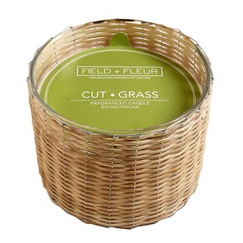 FIELD + FLEUR Cut Grass 3 Wick Handwoven Candle 21 oz