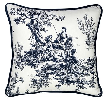 Bouvier Blue Toile Print Square Pillow