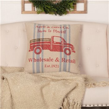 Farmer's Market Delivery Truck Pillow 18x18