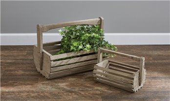 Rustic Wood Baskets Set of 2