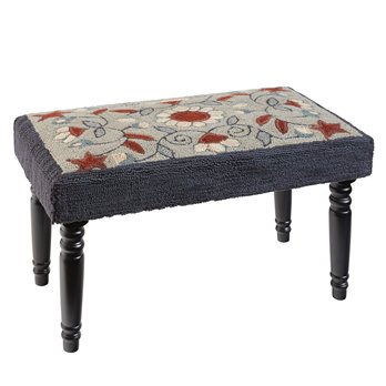 Gray Floral Hooked Bench