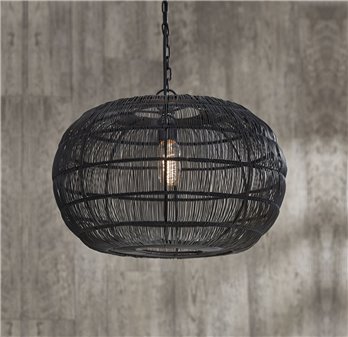 Black Iron Wire Pendant Lamp - Round