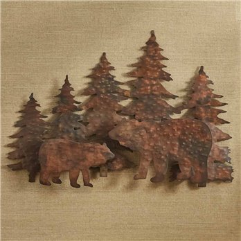 Bear Hammered Copper Wall Art