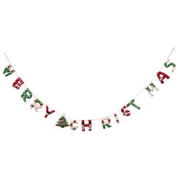 Whimsical Wool Felt Applique Merry Christmas Banner 72"