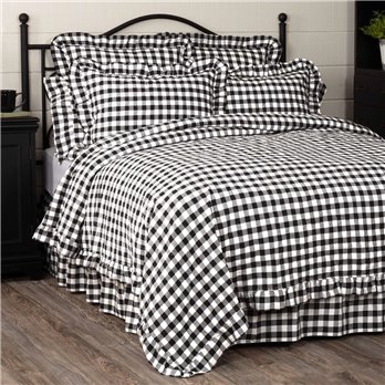 Annie Buffalo Black Check Ruffled California King Quilt Coverlet 130Wx115L