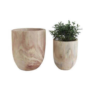 Rounded Paulownia Wood Pots (Set of 2 Sizes)