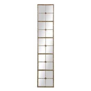 Divided Rectangle Mirror with Distressed Gold Frame