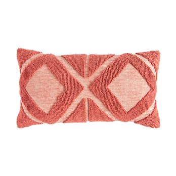 Coral Cotton Blend Chenille Lumbar Pillow