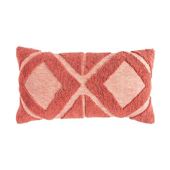 Coral Cotton Blend Chenille Lumbar Pillow