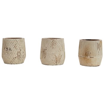 Hand-Carved Mango Wood Planter (Set of 3 Styles/Holds 4" pot)