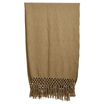 50"L x 60"W Woven Cotton Throw with Crochet & Fringe