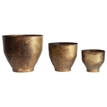 Metal Planters with Antique Finishes (Set of 3 Sizes/Hold 8", 10" & 15" pots)