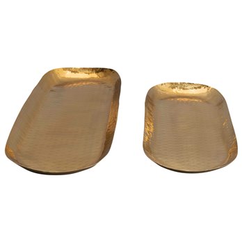 Oval Hammered Stainless Steel Trays (Set of 2 Sizes)