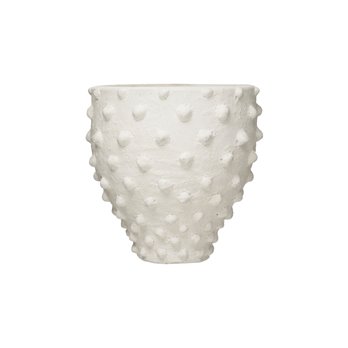 9.75"H Textured Terracotta Planter with Pointed Polka Dot Design (Holds 9" Pot/Each one will vary)