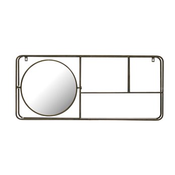 39.5"W Metal Framed Mirror with 2-Tier Wall Shelf