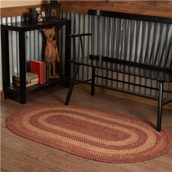 Burgundy Tan Jute Rug Oval w/ Pad 36x60