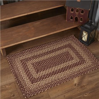 Burgundy Tan Jute Rug Rect 24x36