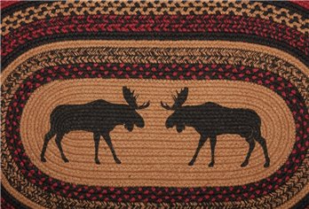 Cumberland Stenciled Moose Jute Rug Oval w/ Pad 20x30